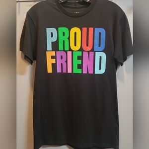 Love is Love Rainbow "Proud Friend" Classic Black Cotton T-shirt